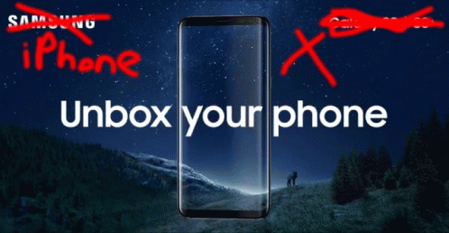 An Advertisement For Samsung Phones That Says Unbox Your Phone GIF