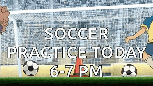 An Advertisement For Soccer Practice Today Shows A Goalie Kicking A Ball GIF
