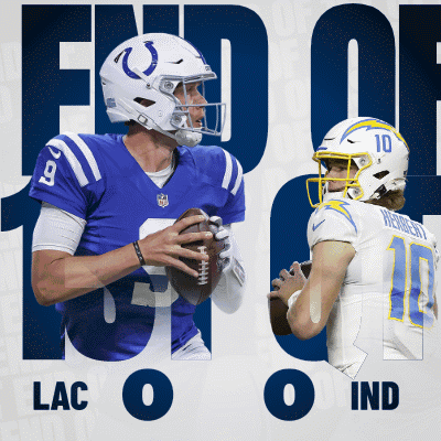 an advertisement for the colts and the chargers shows two football players