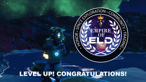 An Advertisement For The Empire Of Eld Congratulates A Person On Their Level Up GIF