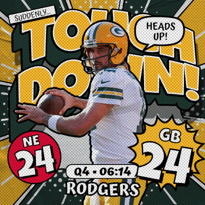 An Advertisement For The Green Bay Packers Shows A Man Holding A Football GIF