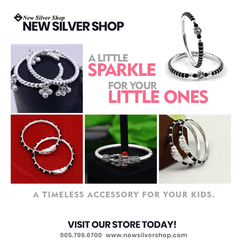 An Advertisement For The New Silver Shop Shows A Variety Of Bracelets And Rings GIF