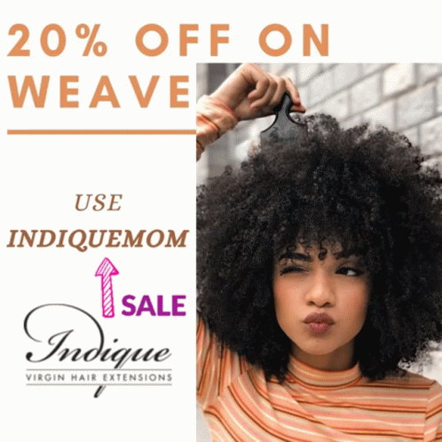 An Advertisement For Virgin Hair Extensions With A Woman Holding Her Hair GIF