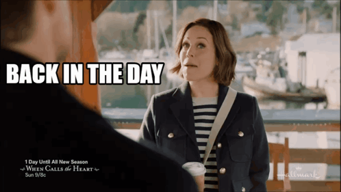 An Advertisement For When Calls The Heart Shows A Woman GIF