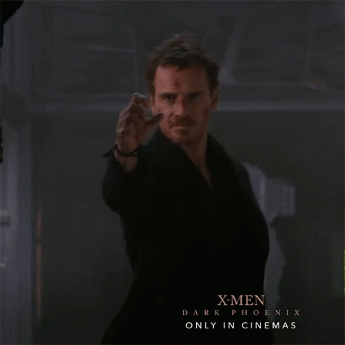 An Advertisement For X-Men Dark Phoenix Shows A Man Pointing GIF