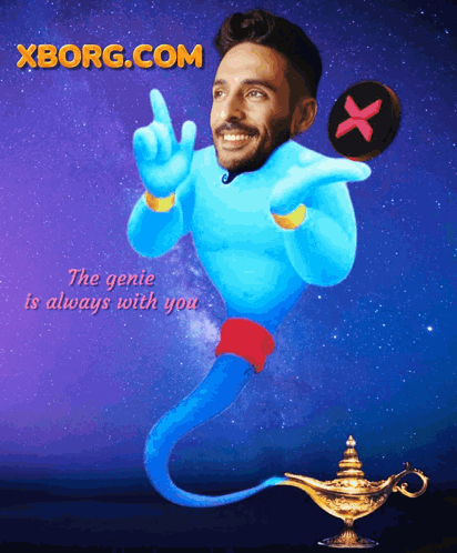 An Advertisement For Xborg.com With A Genie GIF