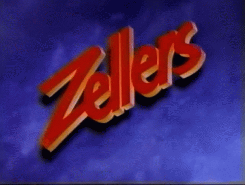 An Advertisement For Zeller 'S Shows Where The Lowest Price Is The Law GIF