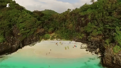 An Aerial View Of A Beach With The Letter E On The Bottom Right GIF