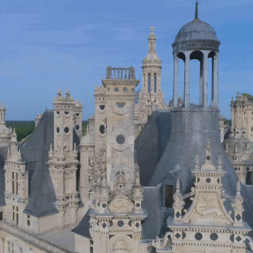 An Aerial View Of A Castle With A Tower That Looks Like A Clock Tower GIF
