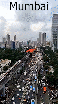 An Aerial View Of A City With The Word Mumbai On The Bottom GIF