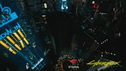 An Aerial View Of A City With The Word Stadia On The Bottom Right GIF