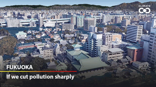 An Aerial View Of A City With The Words If We Cut Pollution Sharply On The Bottom GIF