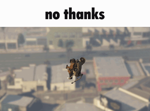 An Aerial View Of A City With The Words " No Thanks " At The Top GIF