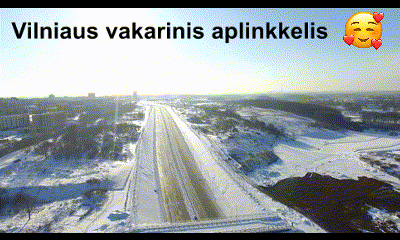 An Aerial View Of A Snowy Highway With The Words Vilniaus Vakarinis Aplinkkelis Below It GIF