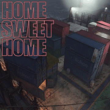 An Aerial View Of Shipping Containers With The Words Home Sweet Home Written Above Them GIF