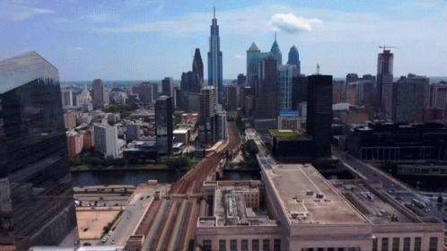 An Aerial View Of The City Of Pennsylvania With A Few Buildings Visible GIF