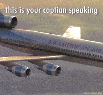 An Airplane Flying In The Sky With The Caption " This Is Your Caption Speaking " GIF