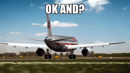 An Airplane Is Taking Off With The Words Ok And Written On It GIF
