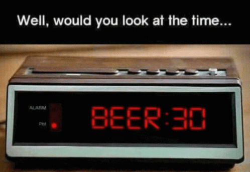 an alarm clock that says beer :30 on the screen