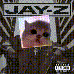 An Album Cover For Jay-Z With A Cat On It GIF