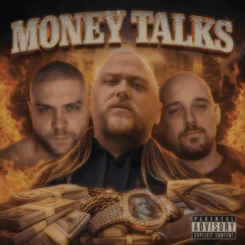An Album Cover For Money Talks With A Parental Advisory On It GIF