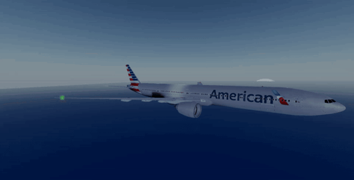 An American Airlines Plane Is Flying In The Sky GIF