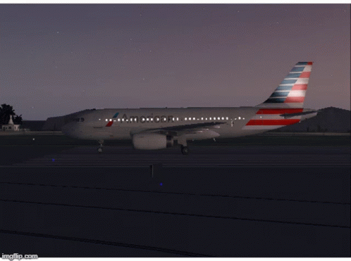 An American Airlines Plane Is Taking Off From A Runway GIF