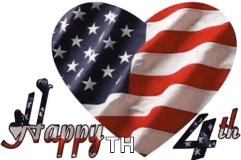 An American Flag In The Shape Of A Heart With The Words Happy 4Th Written Below It GIF