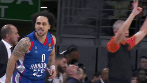 An Anadolu Efes Basketball Player Sticks His Tongue Out During A Game GIF