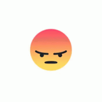 an angry smiley face with a red and yellow gradient on a white background