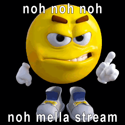 An Angry Smiley Face With The Words " Noh Noh Noh " Written On It GIF