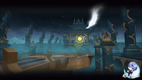 An Animated Image Of A Castle With A Clock On Top Of It GIF