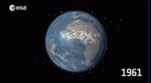 An Animated Image Of The Earth With The Year 1965 On The Bottom GIF