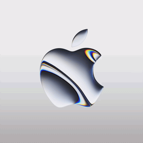 An Apple Logo In A White Circle With A Rainbow GIF