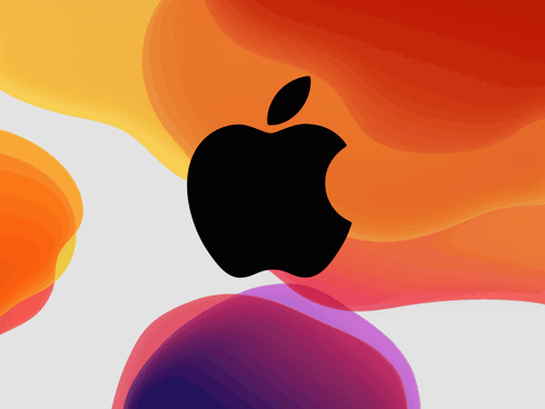 An Apple Logo Is Displayed On A Multicolored Background GIF