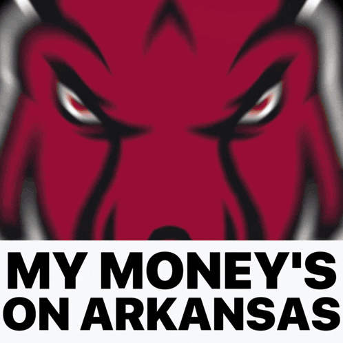An Arkansas Logo With The Words My Money 'S On Arkansas Below It GIF