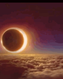 An Artist 'S Impression Of A Partial Eclipse Over The Clouds GIF