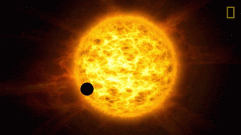 An Artist 'S Impression Of A Sun With A Black Planet In The Middle GIF
