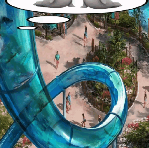 An Artist 'S Impression Of A Water Slide In A Water Park GIF