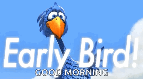 An Early Bird Good Morning Sign With A Bird On It GIF