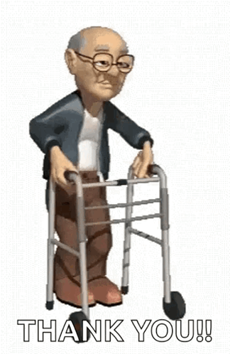 An Elderly Man Is Using A Walker And Says `` Thank You '' . GIF