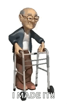 An Elderly Man Is Using A Walker To Walk . GIF