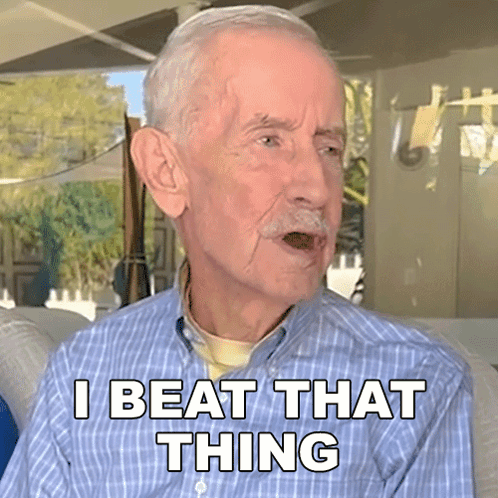 An Elderly Man Says I Beat That Thing In Front Of His Face GIF