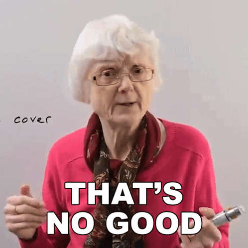 An Elderly Woman In A Red Sweater And Scarf Is Holding A Lighter And Says That 'S No Good GIF