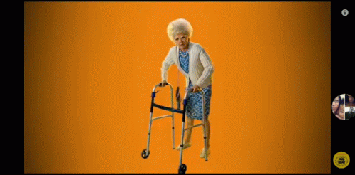 An Elderly Woman Is Using A Walker On A Video Call GIF