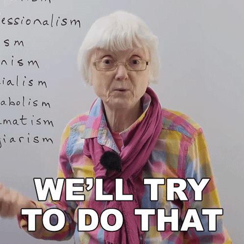 An Elderly Woman Says We 'Ll Try To Do That In Front Of A White Board GIF