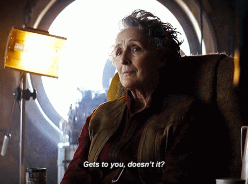 Elderly Woman Sitting With Gets To You Text GIF