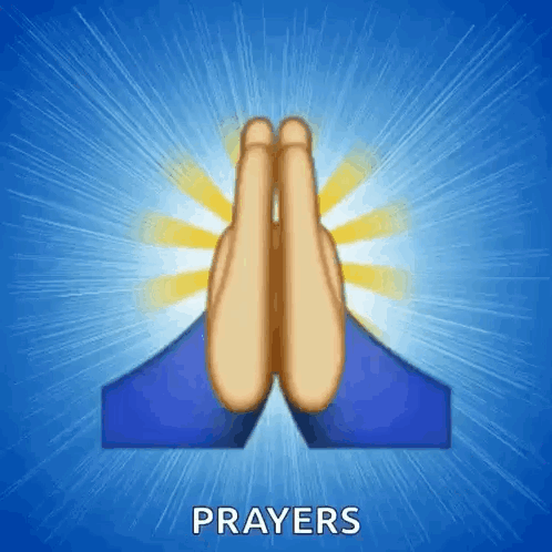 An Emoji Of A Person Praying With The Word Prayers Underneath GIF