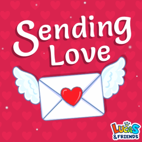 An Envelope With Wings Has A Heart On It And The Words Sending Love GIF