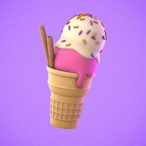 An Ice Cream Cone With Two Scoops Of Ice Cream And Sprinkles GIF